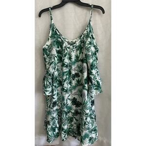Solitaire swim white cold shoulder tunic cover-up, women‎ Large Green White